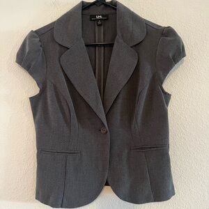 I.N. Studio Charcoal Short-Sleeve Notched Lapel Blazer